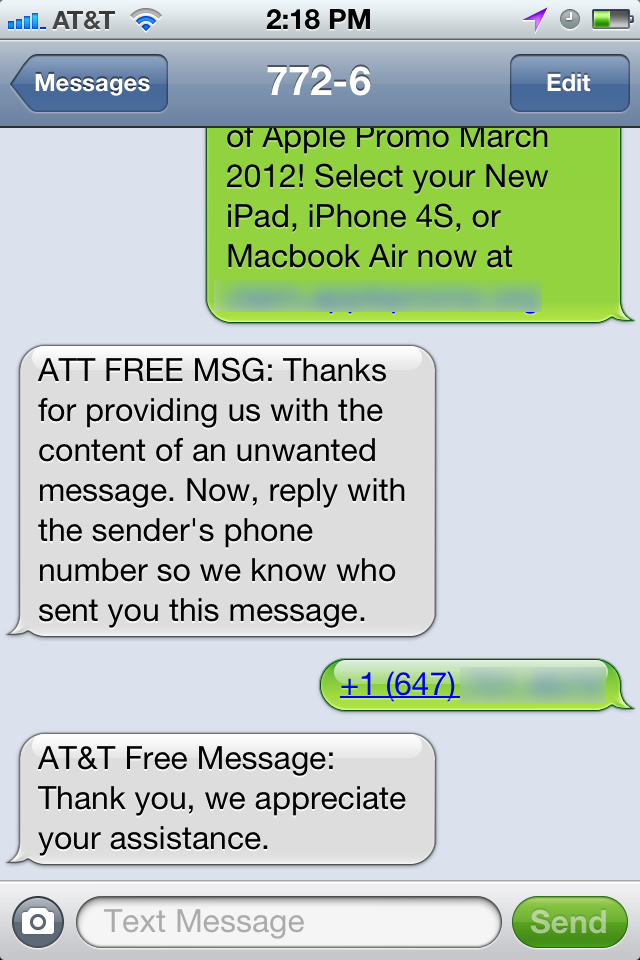 Report Text Message Spam to AT T TidBITS