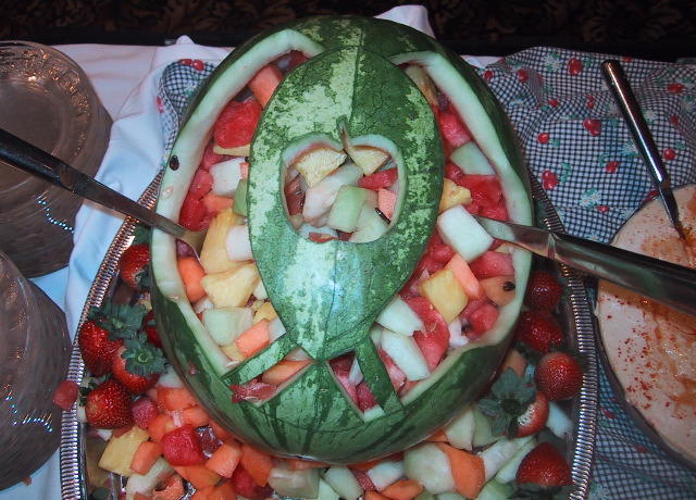 An apple-watermelon salad bowl