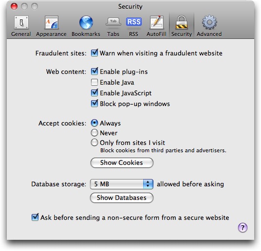 java for mac os x pop up