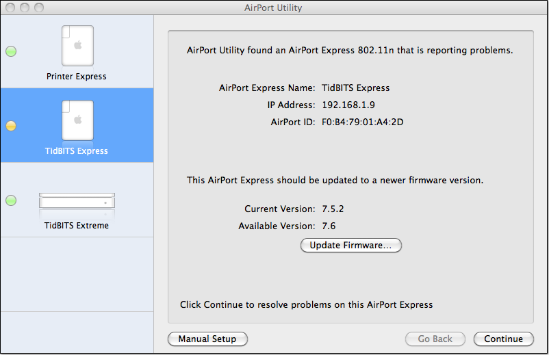 airport utility firmware update