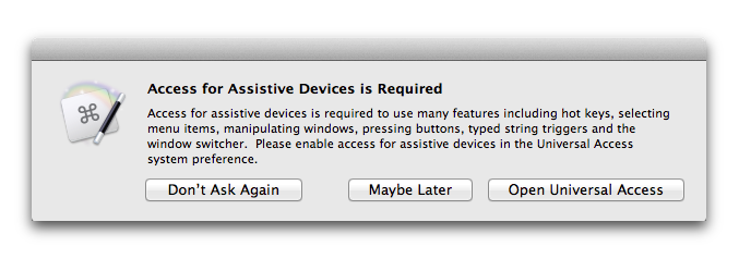 turn on enable access for assistive devices mac