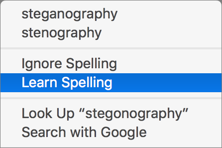 how to fix a misspelled word on a mac