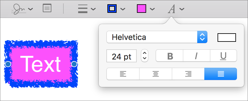 make a colored background for text in a text box in preview on my mac
