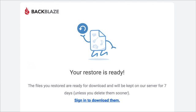 backblaze restore 1 file
