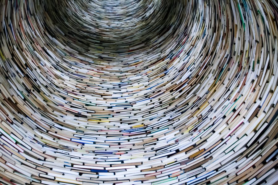 Photo of a circular stack of books