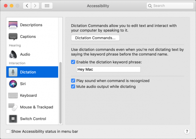 speech recognition for mac