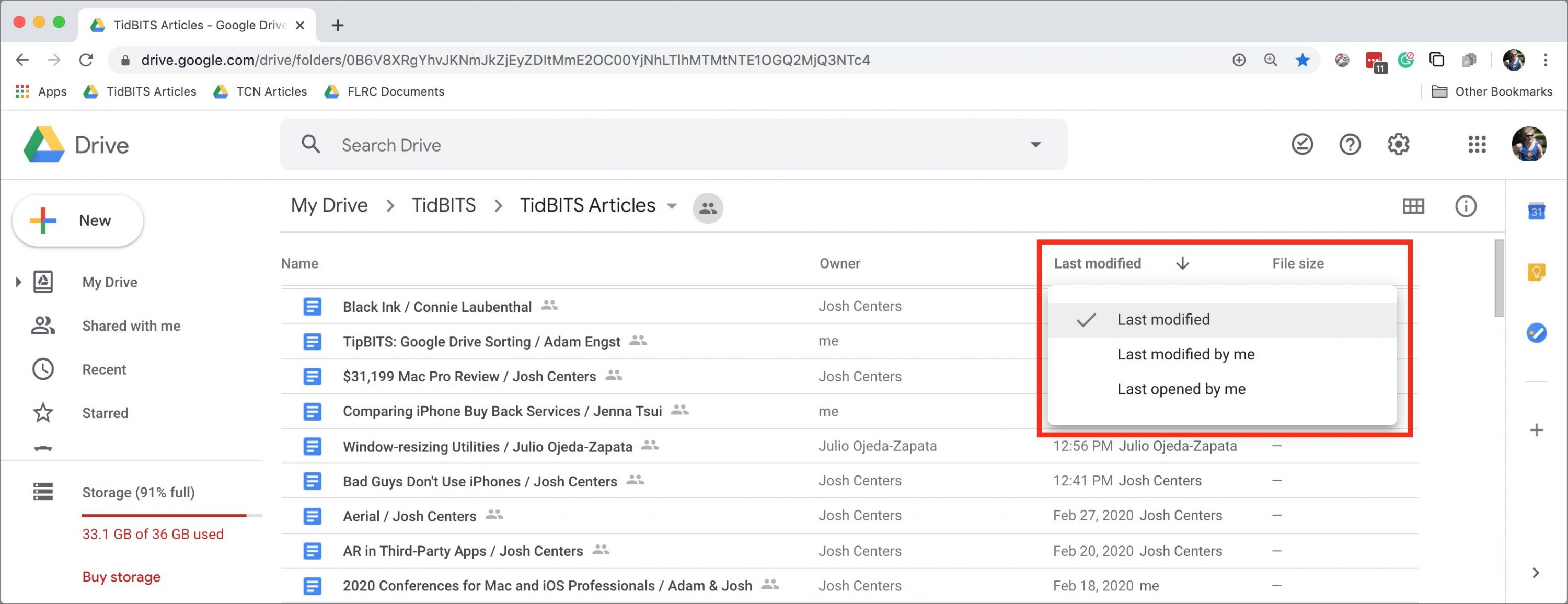 TipBITS: Google Drive Sorting Can Hide New Documents - TidBITS