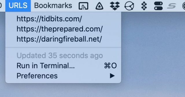 A simple bookmarks plug-in with raw URLs.