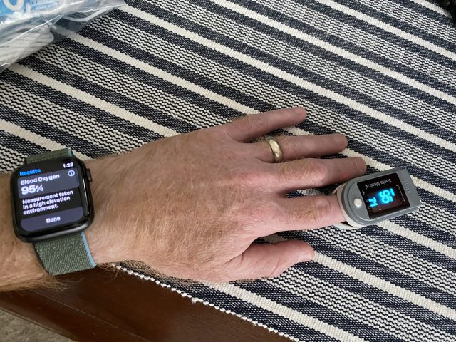 Comparing Apple Watch O2 against a finger sensor