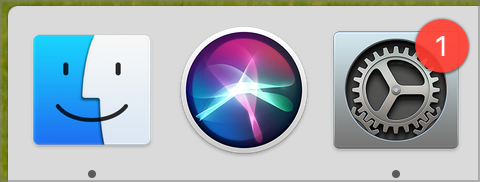 Badged System Preferences icon in the Dock
