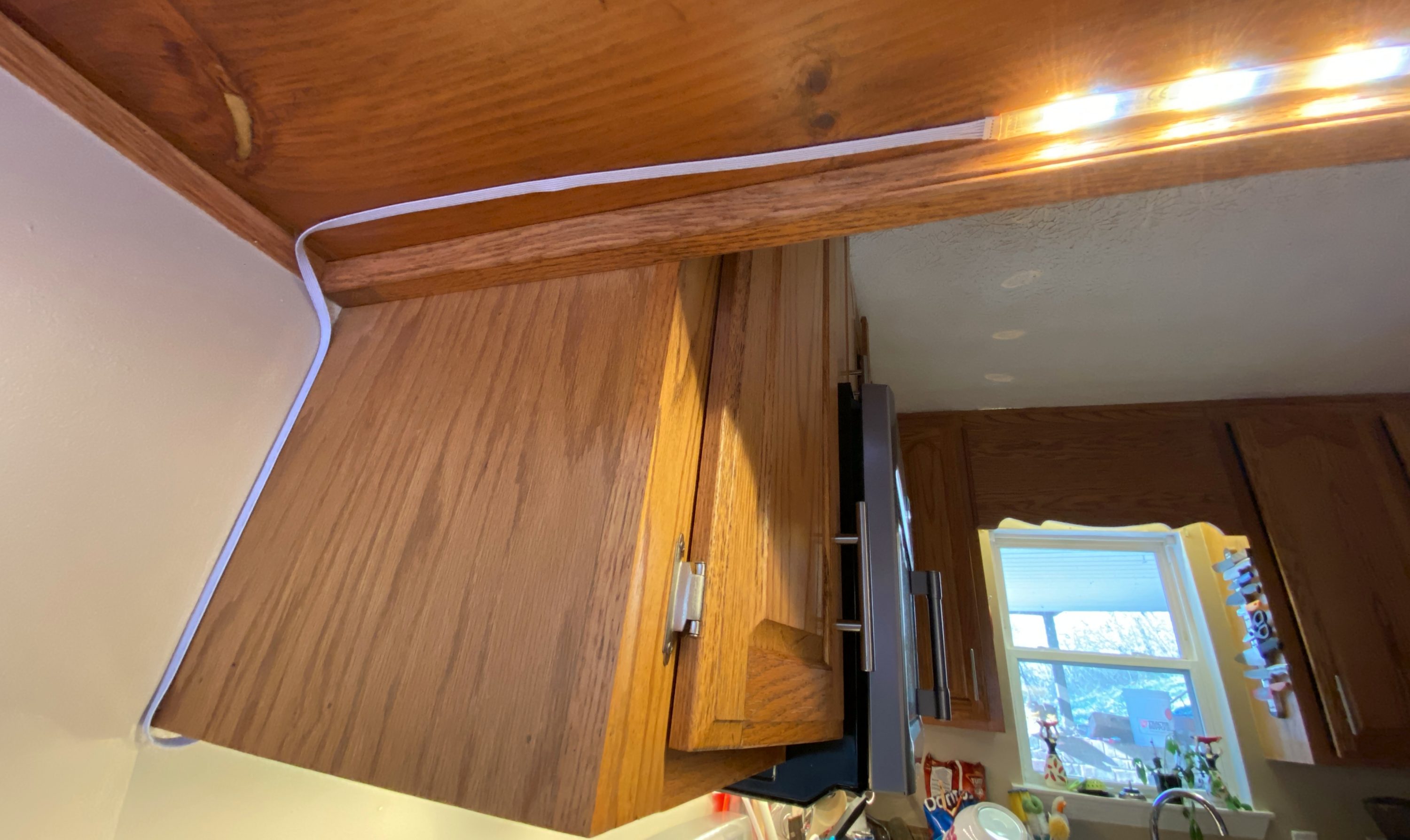 How to Install Philips Hue Light Strips Under Kitchen Cabinets - With  Blanked Out Area 