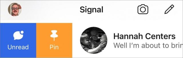 Signal swipes on messages