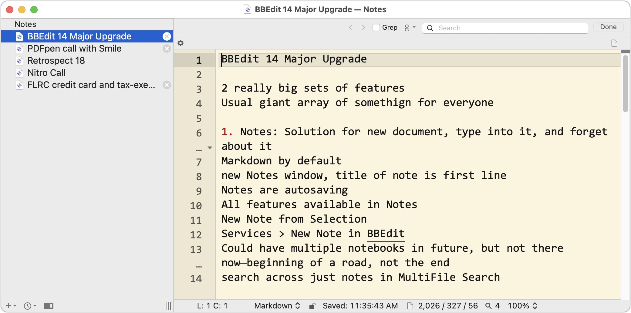 bbedit show currently open documents on right