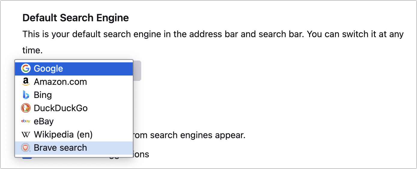 brave search engine how to disable bookmarks sync