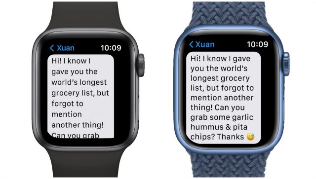 How much text fits on the new Apple Watch vs. the old one