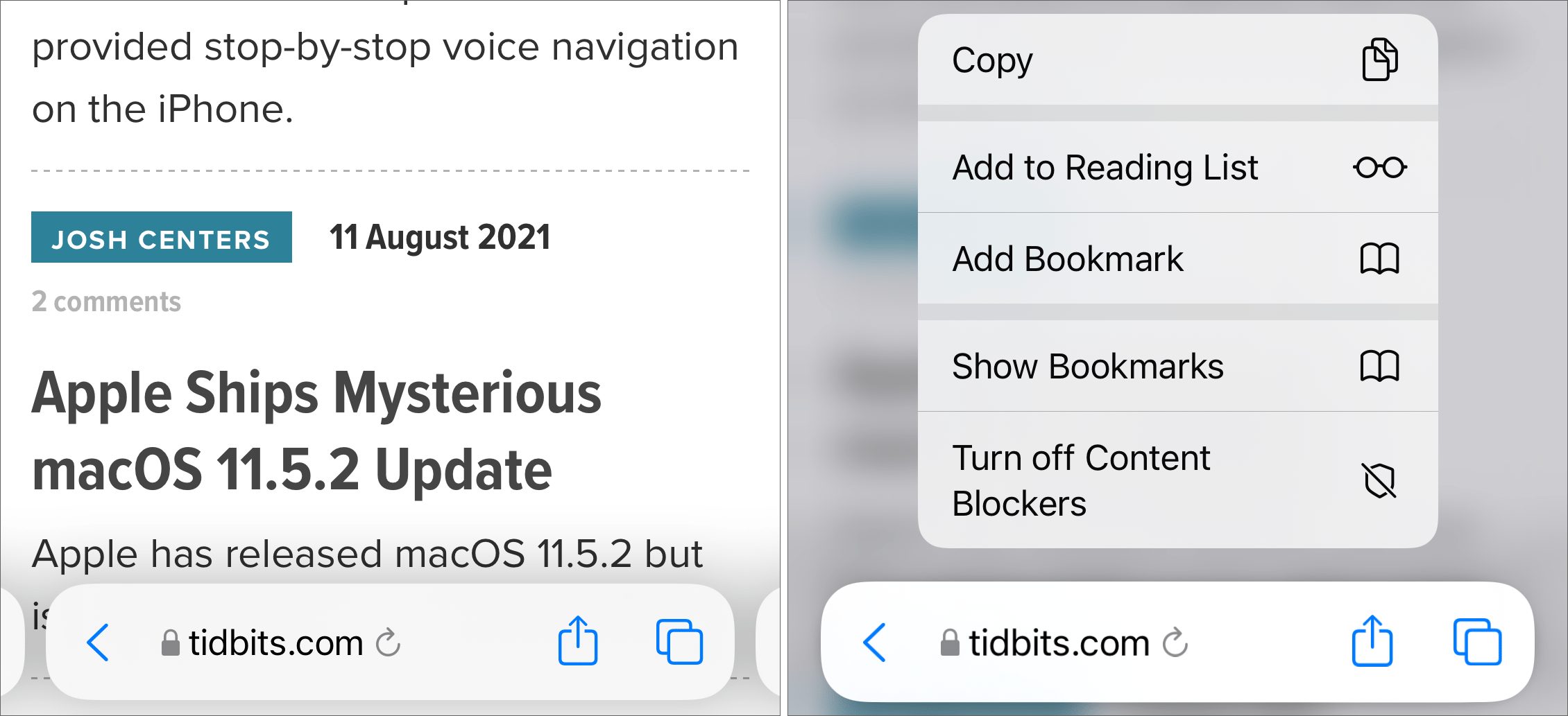 Hot New Features in Safari in iOS 15 and iPadOS 15 - TidBITS