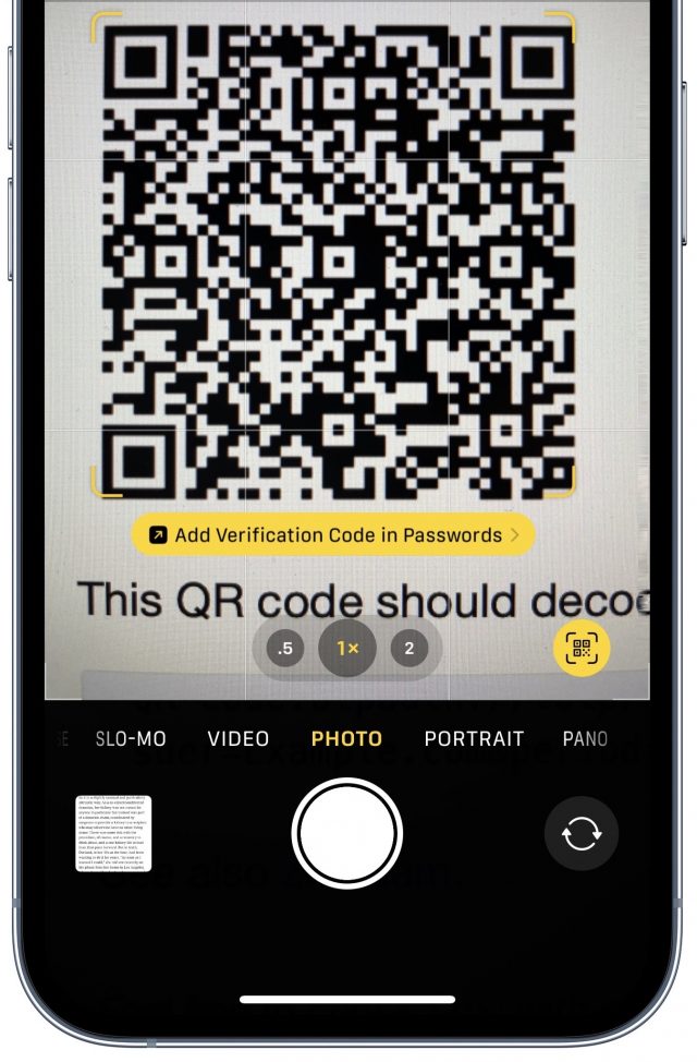 Scanning TOTP QR code on iPhone