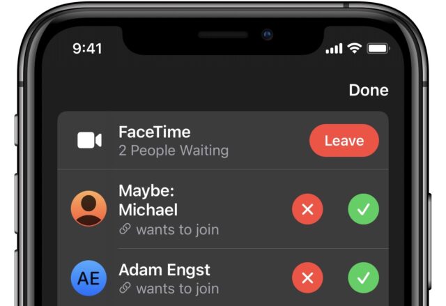 Prompt to approve others joining the FaceTime call