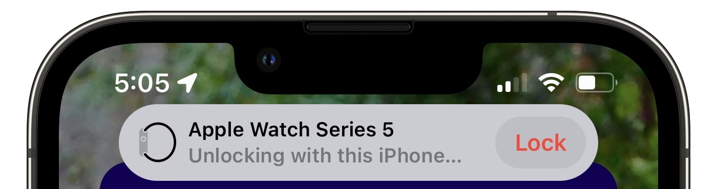 Temporary banner when unlocking the Apple Watch from the iPhone