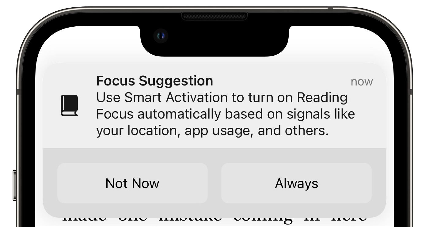 Focus Smart Activation suggestion