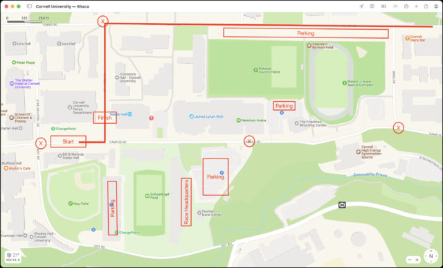 Annotated map of Cornell using Maps and Preview