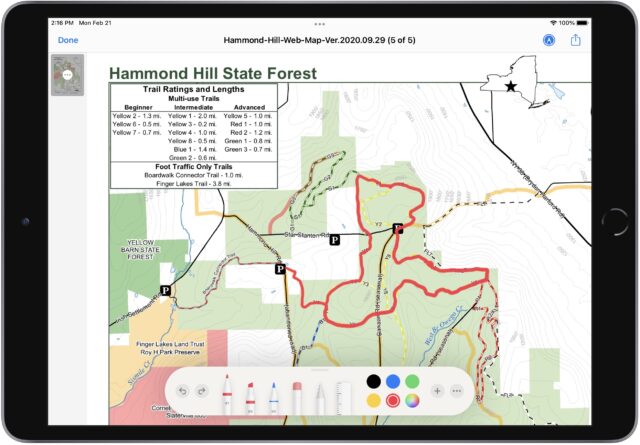Annotating a PDF map using the Apple Pencil on an iPad