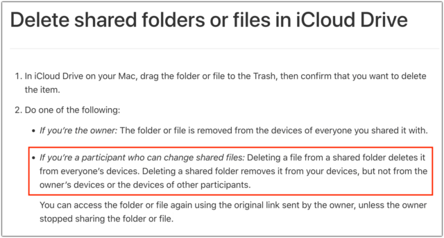 New iCloud Drive deletion warning