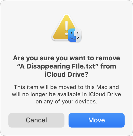iCloud Drive move file dialog