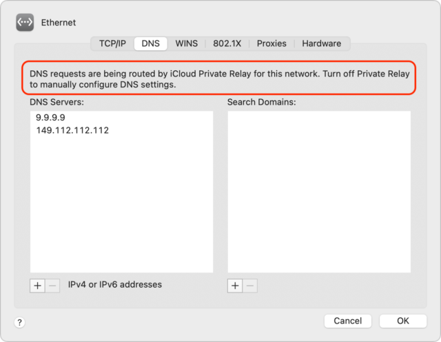 iCloud Private Relay overriding DNS servers