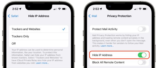 Hide IP Address setting in iOS Safari and Mail