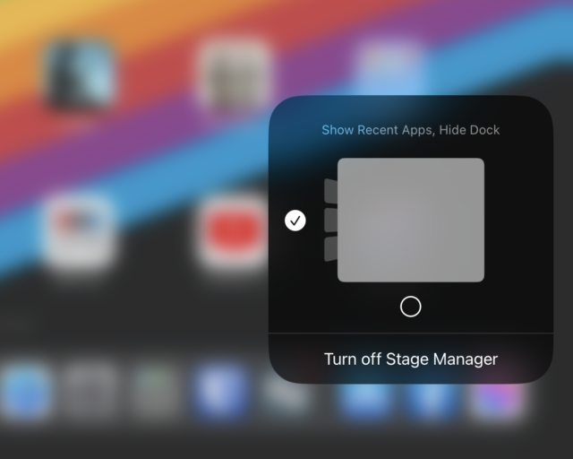 Stage Manager options in Control Center