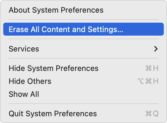 System Preferences menu