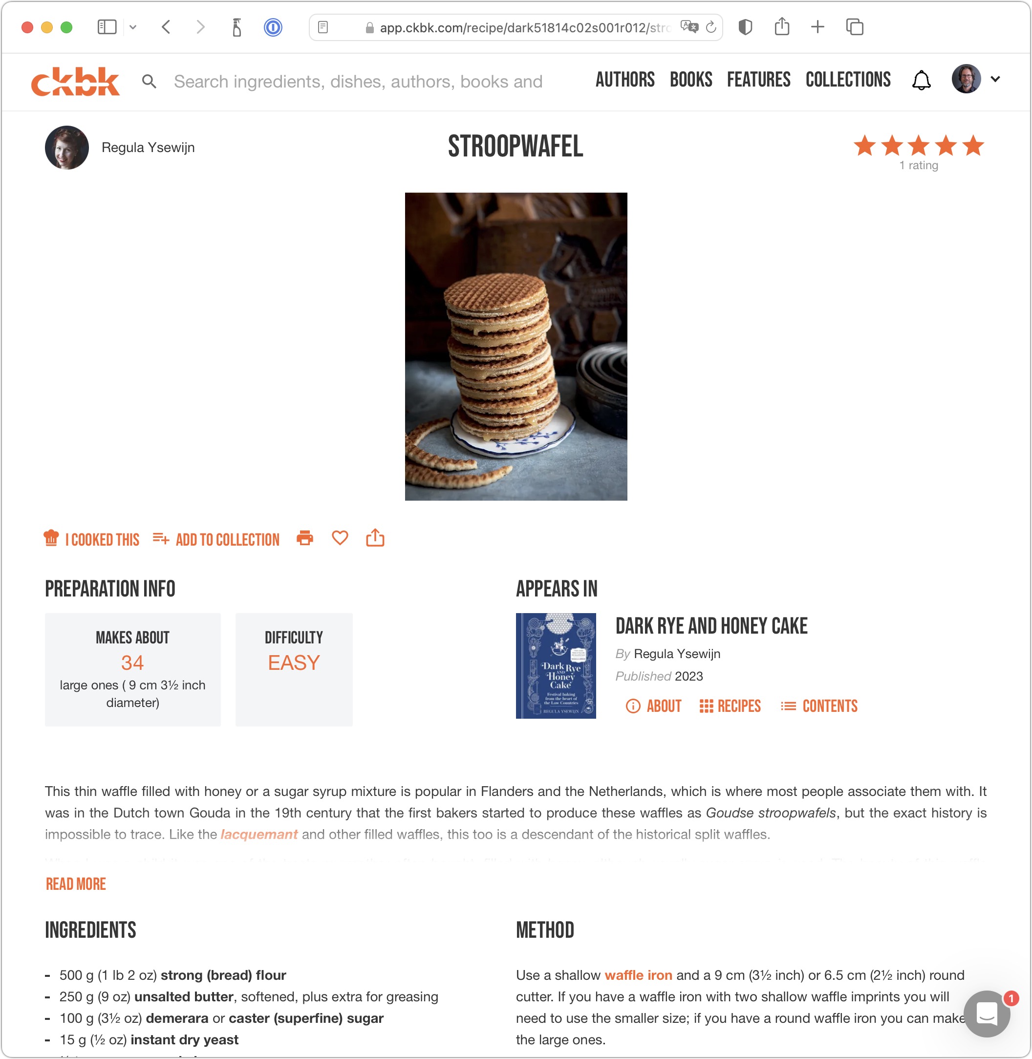 Recipe in ckbk Web app