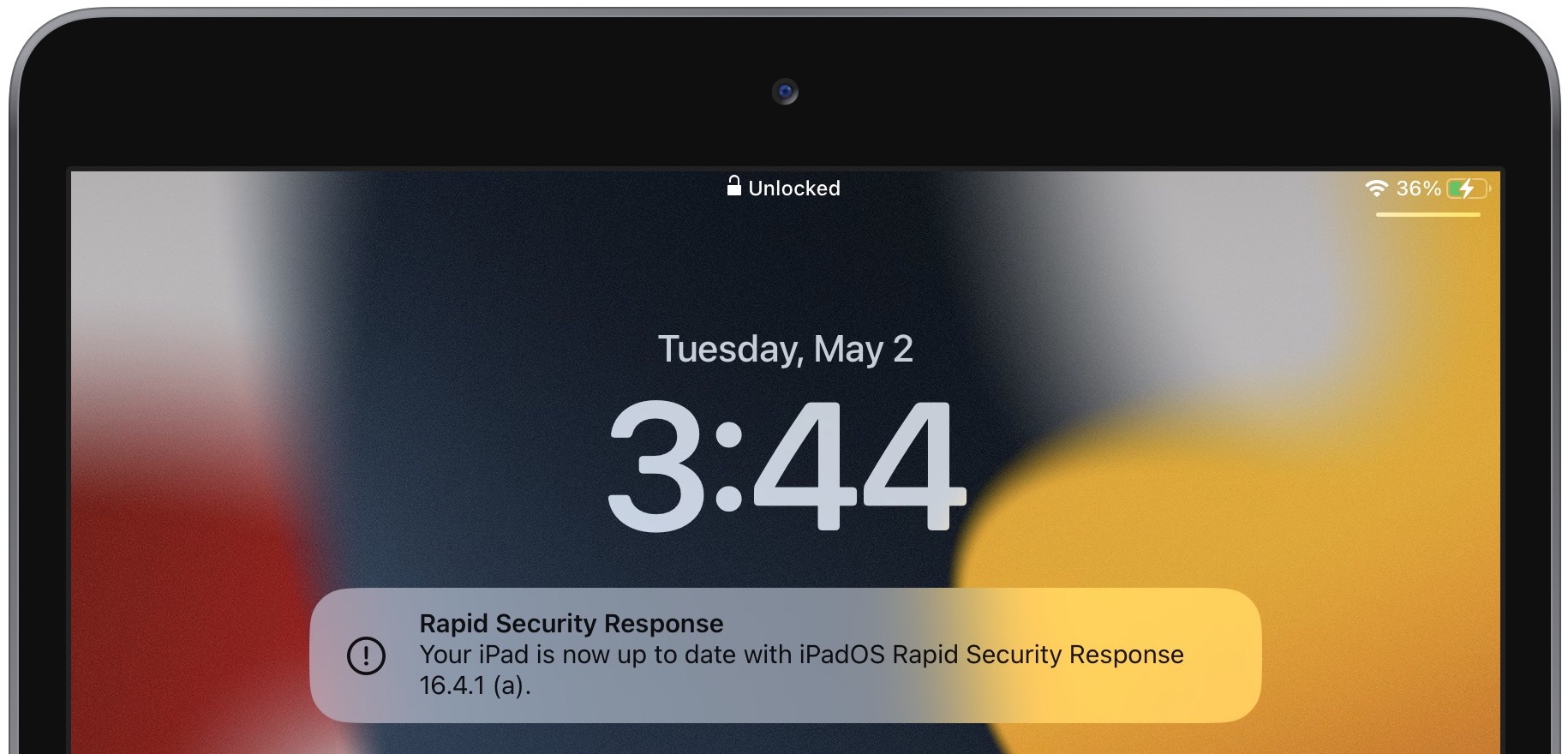 Rapid Security Response installation notification