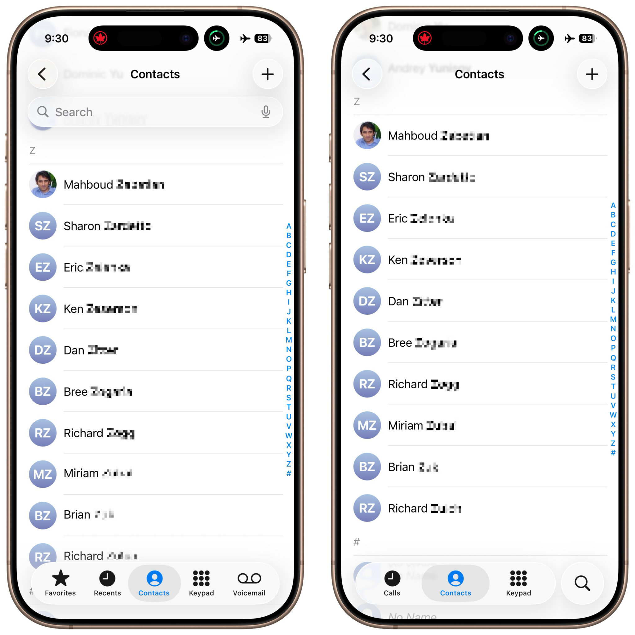 Comparing the Classic and Unified Views in iOS 26’s Phone App - TidBITS