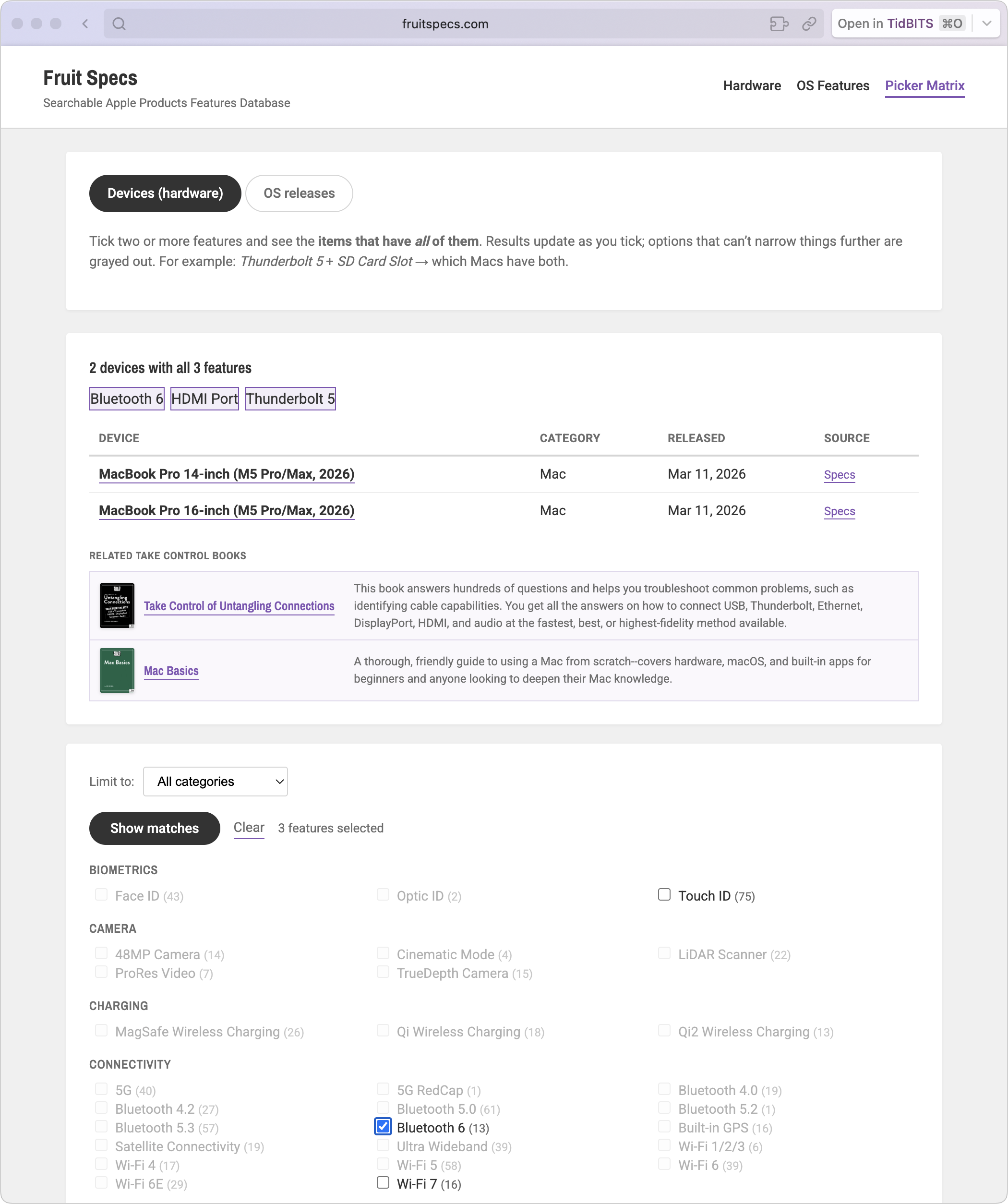 Fruit Specs website