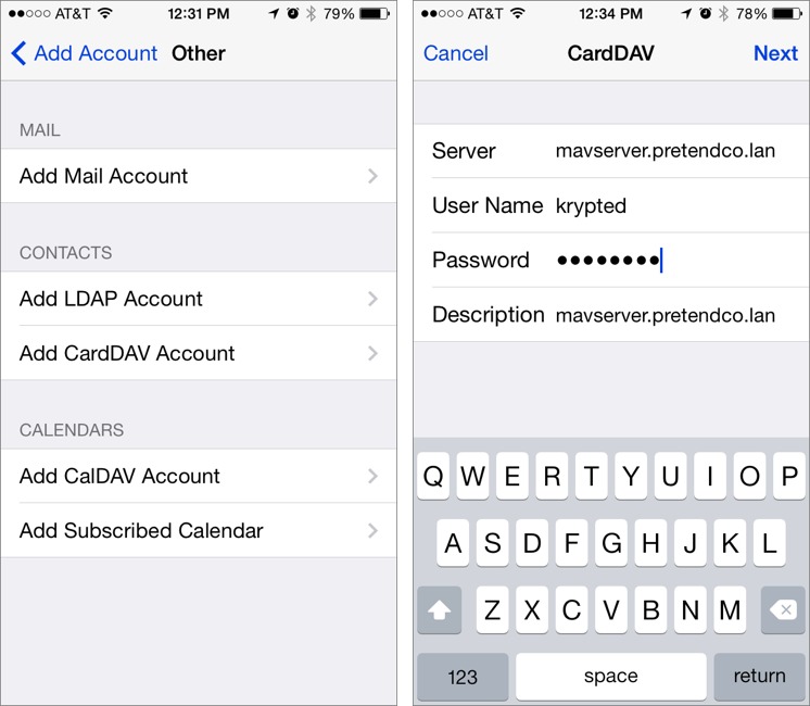 Figure 4: To connect to the Contacts services from iOS, you’ll need to add a CardDAV account in Settings > Mail, Contacts, Calendars.” /></p>
<p class=
