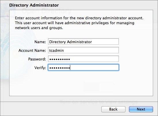 Figure 3: Enter your desired username and password for the Directory Administrator account.