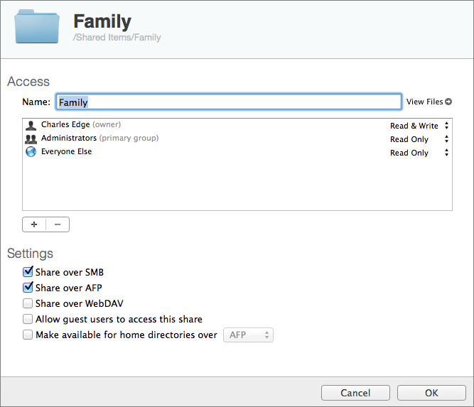 Figure 5: Specify how the new shared folder will work.