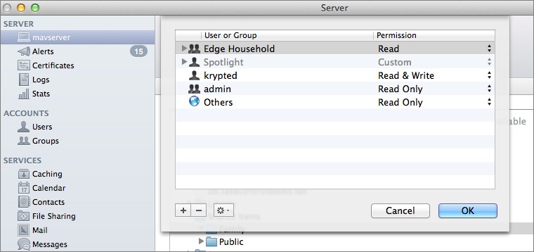 Figure 7: Manage permissions for a sub-folder within a shared folder.