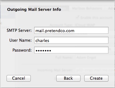 Figure 12: Enter the host name or IP address of the server again, for outgoing mail.
