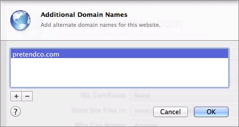 Figure 8: You site will respond to additional hostnames entered here.