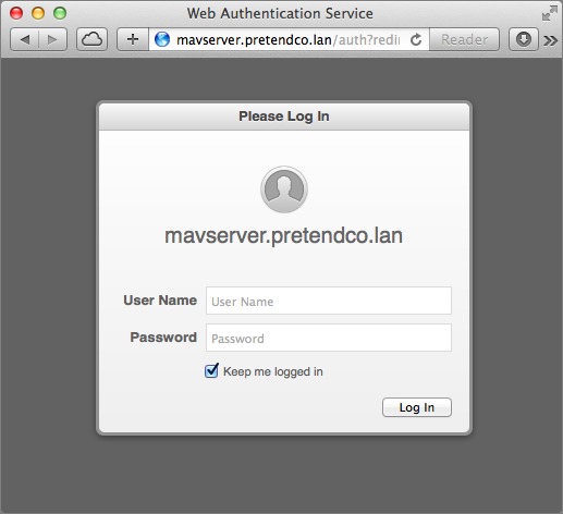 Figure 13: Log in to Profile Manager in a Web browser.