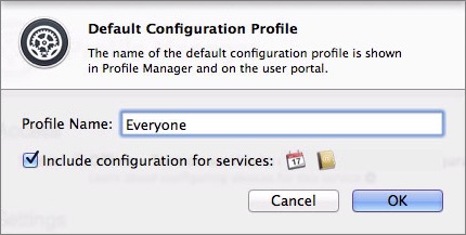 Figure 4: Name your default configuration profile and select the checkbox if you run all your services on this server.