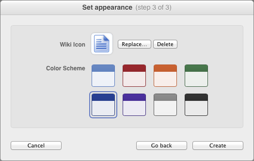 Figure 6: Choose a color scheme and representative icon.