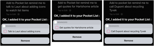 Examples of Reminders working better with “remind me to”