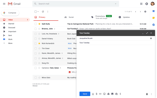 Gmail's Smart Compose in action