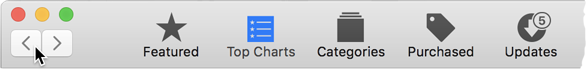 De terug-knop in de Mac App Store.