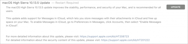 Toelichting bij macOS 10.13.5