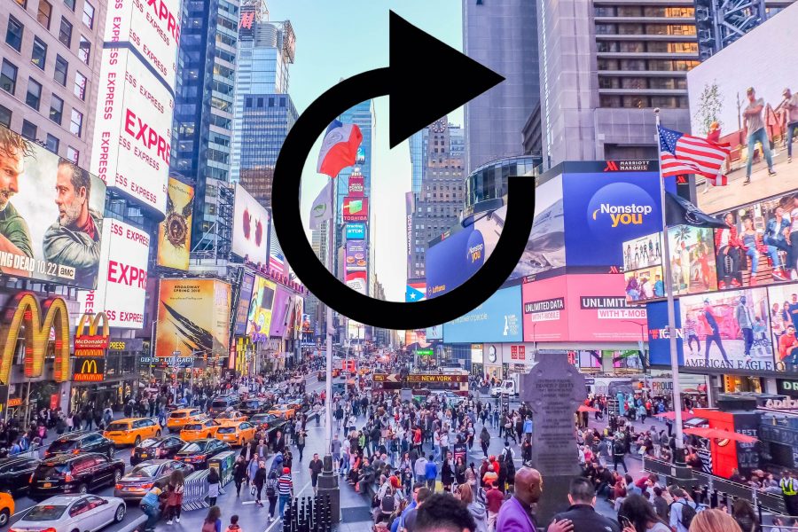 NYC ads with a reload button superimposed